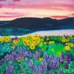 Dusk Blossoms, original oil landscape painting on canvas by contemporary artist Mili Mizzi