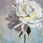 Choosing to Bloom, original oil flower painting on canvas by contemporary artist Mili Mizzi
