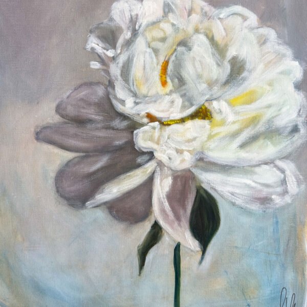 Choosing to Bloom, original oil flower painting on canvas by contemporary artist Mili Mizzi